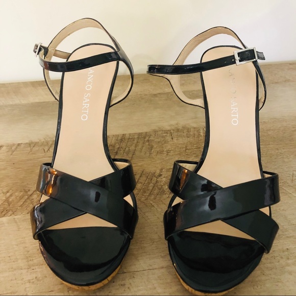 Franco Sarto Patent Sandals Cork Platform EUC - Picture 3 of 6